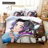 3D Print Kochou Shinobu Bed Anime Demon Slayer Bedding Set 200x200 Teens Boys Twin Single Queen King Full Duvet Cover Sets