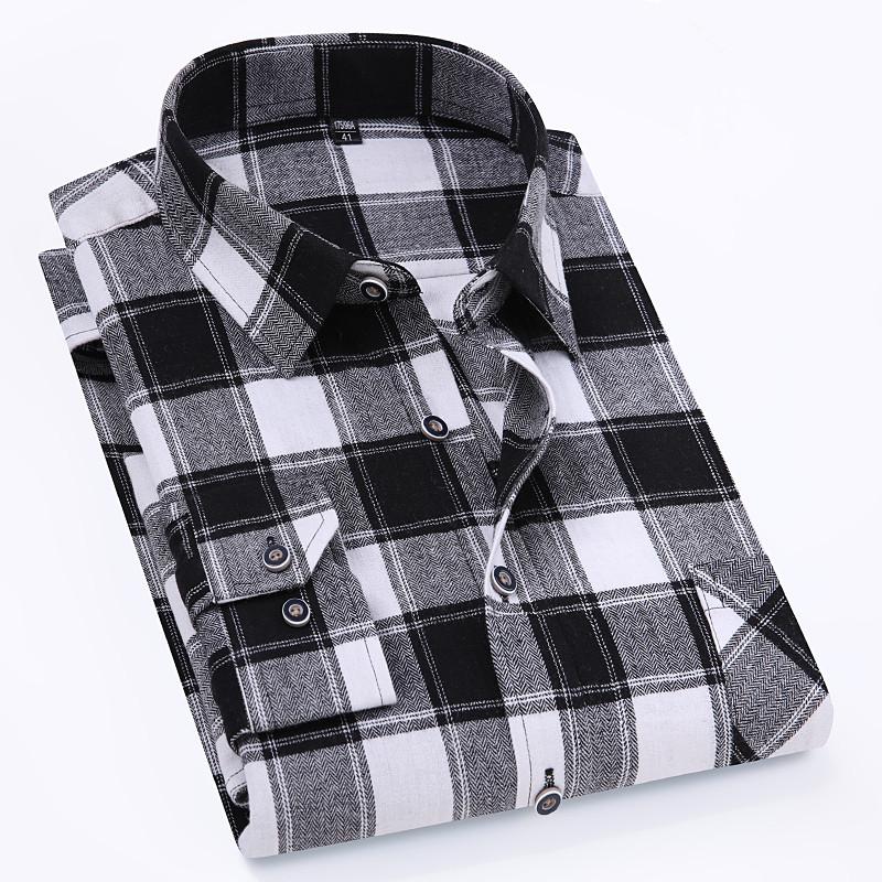 Pure Cotton Men's Plaid Shirt Long Sleeve Regular Fit Men Casual Oversized Shirt Leisure Autumn Male Blouse New Plus Size 11XL