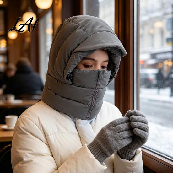 Winter Warm Hat Women Balaclava Hat Wind-Resistant Zipper Face Mask for Cold Weather Thermal Hooded Scraf Outdoor Ski Cycling