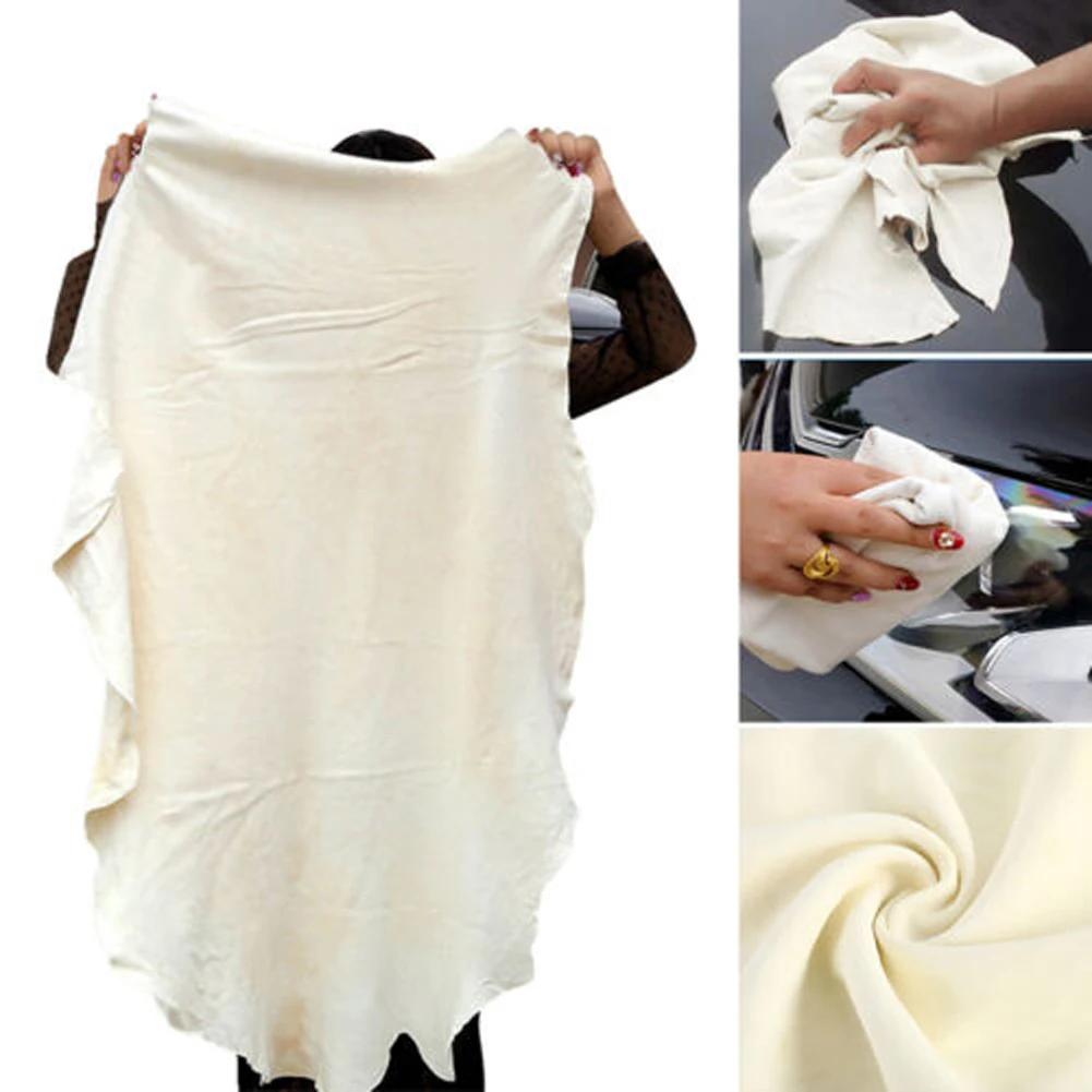 Natural Chamois Leather Car Cleaning Cloth Genuine Leather Wash Suede Absorbent Quick Dry Towel Streak Free Lint Free