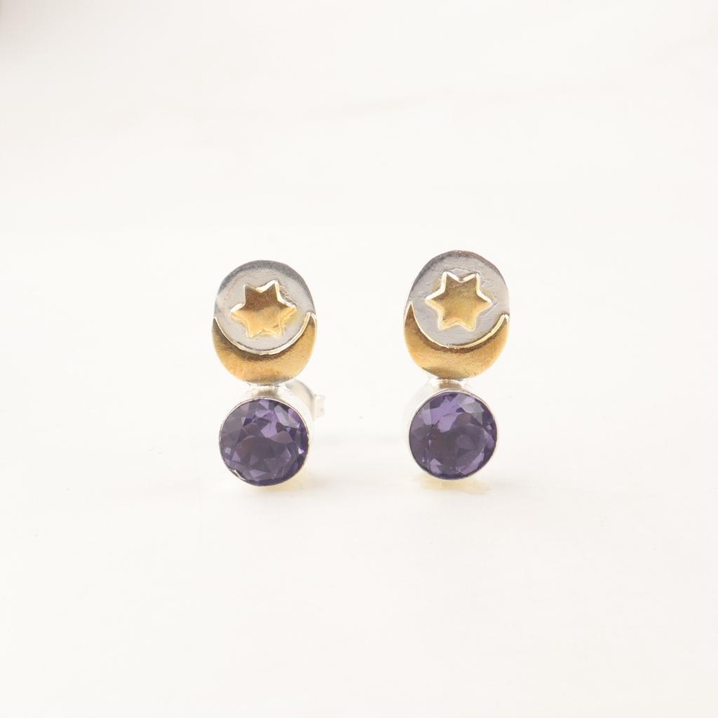 Natürlicher Iolith Edelstein 925 Sterling Silber Schmuck Handgefertigte Steckerohrringe 0,8" EE-141-19