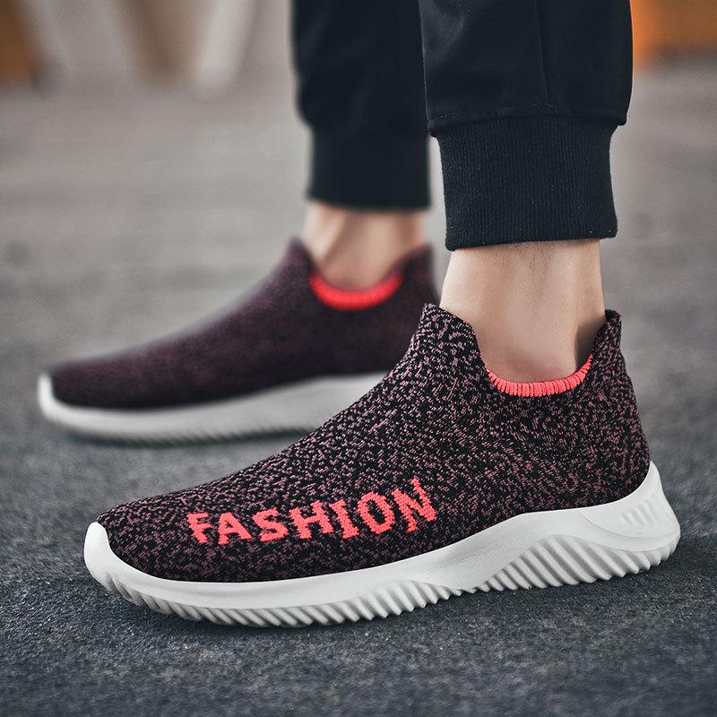 Men Casual Shoes Flat Fashion Slip On Autumn Spring Knit Low Top Sneakers Male Non -Slip Breathable Lightweight Comfortable