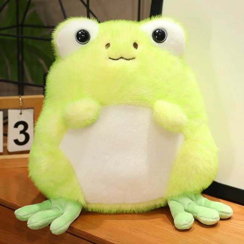 Cartoon Furry Frog Plush Toy Plush Animal Cute Big Eyes Frog Cartoon Doll Boys and Girls Dormitory Pillow Pillow Birthday Gift