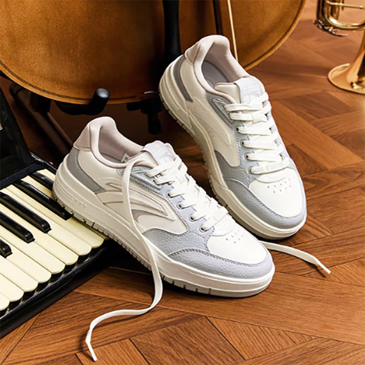 Anta Comfortable Fashion Versatile Wear Resistant Shock Absorbing Low Top Sneakers Women Sneakers Frost-Tower-Gray Ivory-White Lotus-Gray 122548066-5