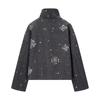 Womens Winter Fashion Stand Collar Zip Sequin Jacket Wool Blend Coat
