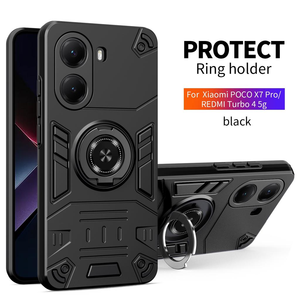 Etui na Xiaomi Poco X7 Pro C75 C71 F7 X7 5G Pancerne Wstrząsoodporne z Pierścieniem Podstawką Uchwyt Skorupa Coque Fundas