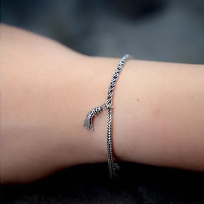 HR 132B_Tassel Half & Half Chain Bracelet