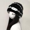 Winter bear new plush ear protection knitted hat female cute fashion versatile face small wool hat