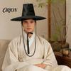 Ancient Scholar Costume Accessory Korean Traditional Hat, Anime Cosplay Accessory, Stage Performance Flat Style Wide Brim Hat Top with Beaded