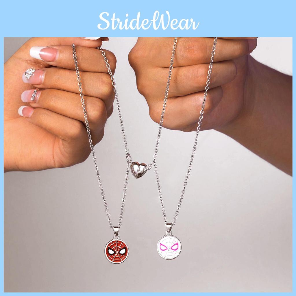 Spiderman Couple Magnetic Necklace With Geometric Pendant For Women