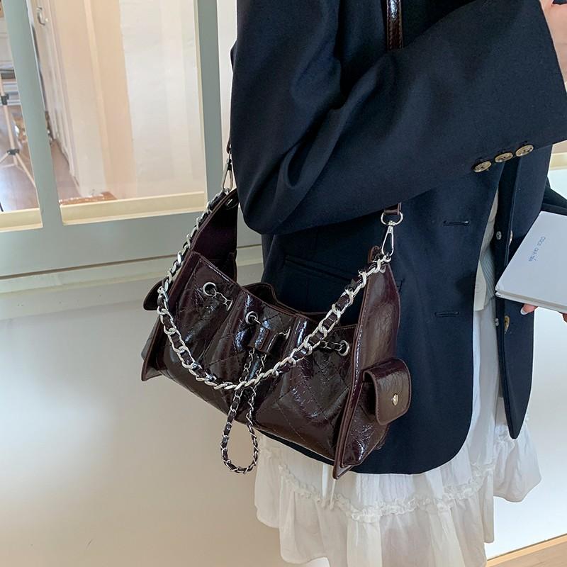 

Fashi Solid PU Advanced Sense Shoulder Bags New Ccise Retro Commute Tote Bag Versatile Large Capacity Underarm Women s Bags кавовий