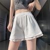 Women Lace Patchwork Shorts Elastic Summer Female Loose Wide Leg Straight Short Pants Solid Color Lady Casual High Waist Bottoms
