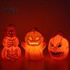 Halloween Craft Activity Supplies Pumpkin Lantern, Spooky Lighted Skeleton Statue, Resin Indoor Outdoor Festival Decor for Porch Table Window
