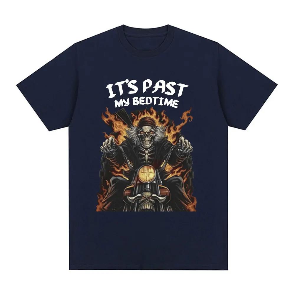 2024 Funny It's Past My Bedtime Skeleton Meme T-shirt Men Cotton Short Sleeve T Shirt Fashion Casual Vintage Oversized T-shirts