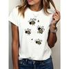 Bee Print T-Shirt - Soft Breathable Quick-Dry Short Sleeve Top with Beehive & Bee, Casual Round Neck Blouse for Outdoor Summer Wear,