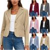 Women's Fashion Color Collar Long Sleeve Button Loose Suit Jacket Coat