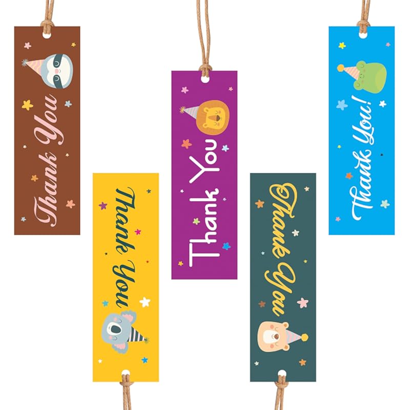 Clickedin - Multi Designs Rectangle Shape Thank You Packaging Tags 50 Pieces,Paper, Pack of 1