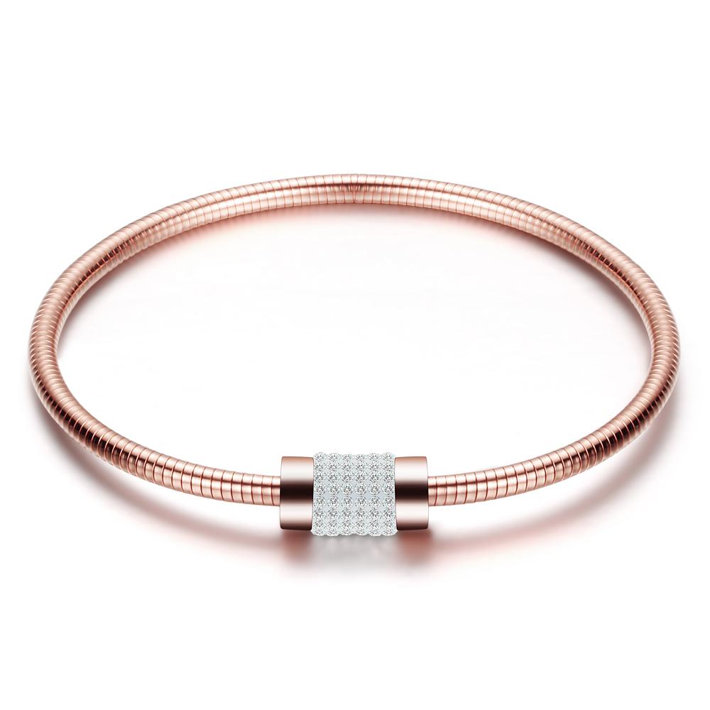Clear Crystal Bracelet 316 L Stainless Steel Charm Magnet Snake Chain Charm Bracelet for Women