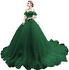 One-word Shoulder Tutu Dress Wedding Dress Birthday Party Art Test Performance Long Trailing Dress