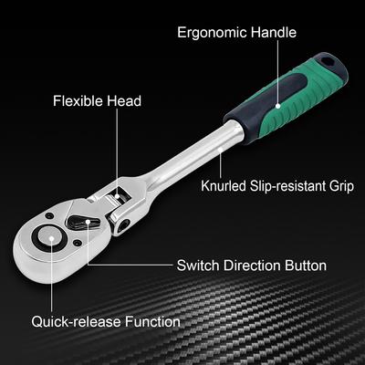 1/4 3/8 1/2 Inch Adjustable Ratchet Wrench Drive Rotating Ratchet Reversible Drive 72 Tooth Socket Wrench Morot Mechanical Tool