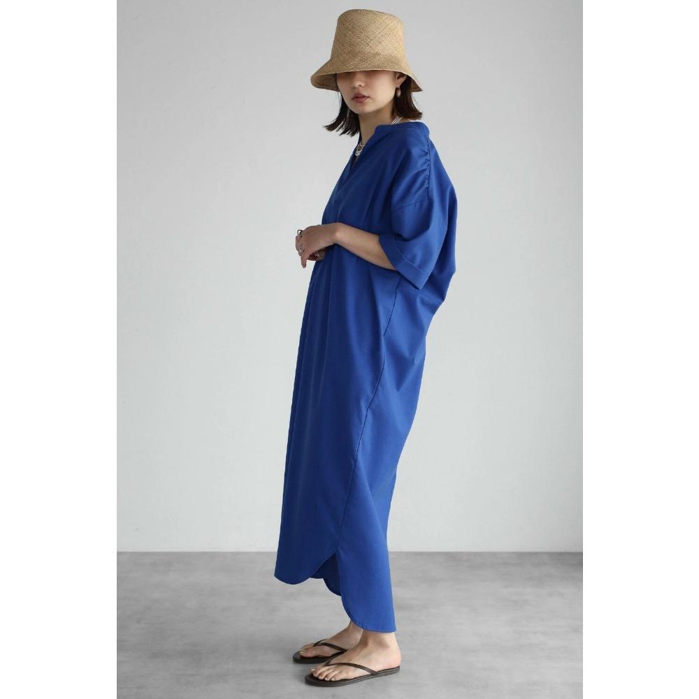 DIMANAF 2025 Plus Size New Dress Women Solid Short Sleeve V-Neck Long Summer Style Loose Basic