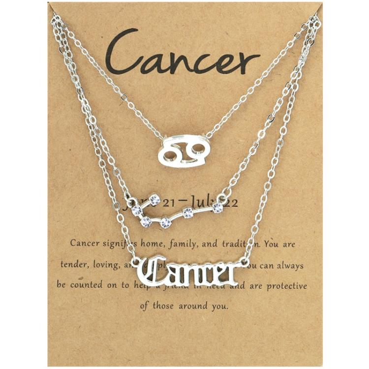 3 In 1 12 Zodiac Signs Necklace Set Retro Alphabet Symbols With Diamonds Jewelry Set