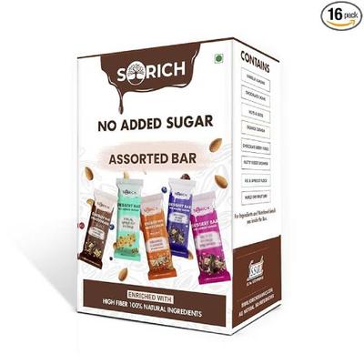 Sorich Organics Multigrain Energy Dessert Mini Bars Assorted | All-in-One | Pack of 16 X 15g Each | No Added Sugar