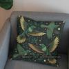 2D Elegant Green Birds Branch Pattern Pillow Cover Pattern Cushion Cover Suitable For Sofa Bedroom Car Pillow Cover