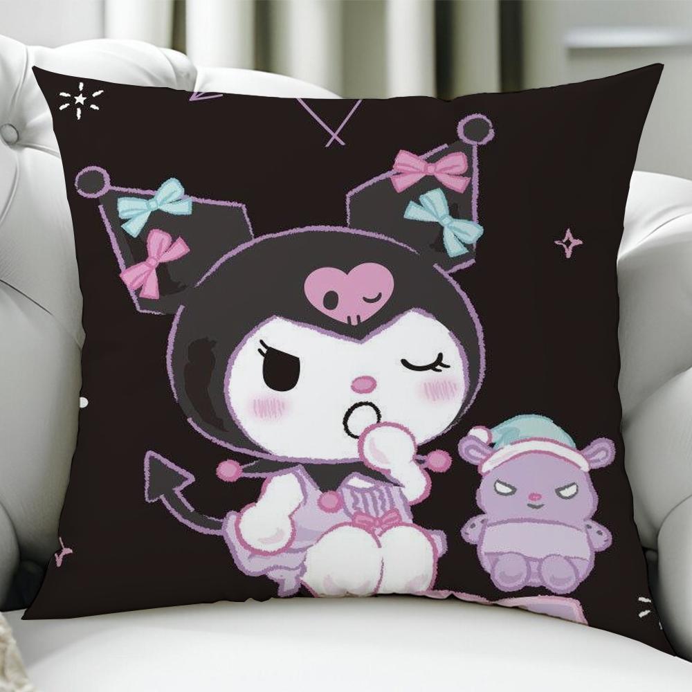 K-Kuromi Fashion Cushion Cover Birthday Anniversary Gifts Double Sided Printed Zipper Cushion Cover Soft Skin Bedding