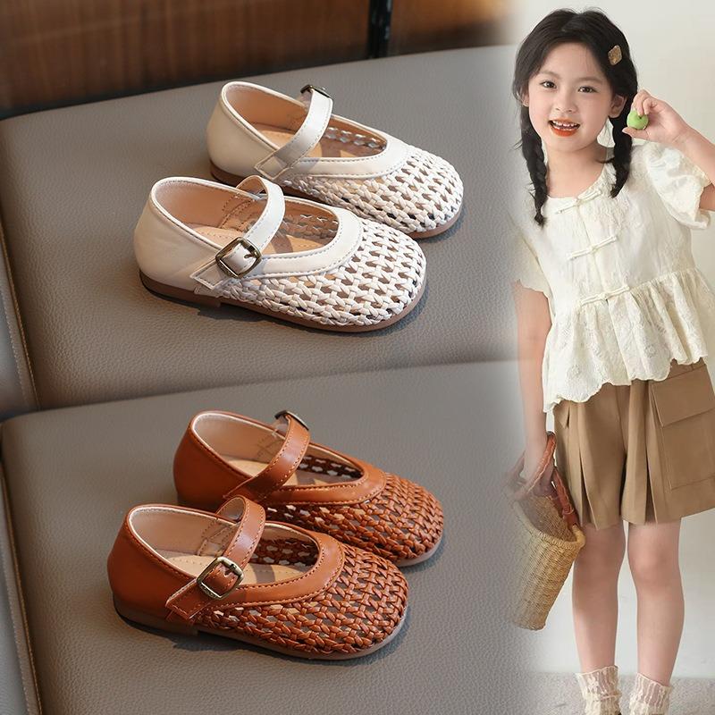 Girls' Princess Stylish Shoes Children's Hollow-Out Woven Sandals Loafers for Toddlers Elegant Cool Cute Girls Shoes