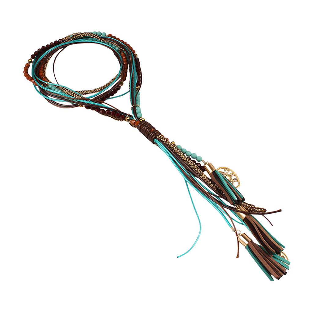 Long Tassels Necklace Multilayer Women Beads Necklace Soft Tassels Necklace for Casual Occasion