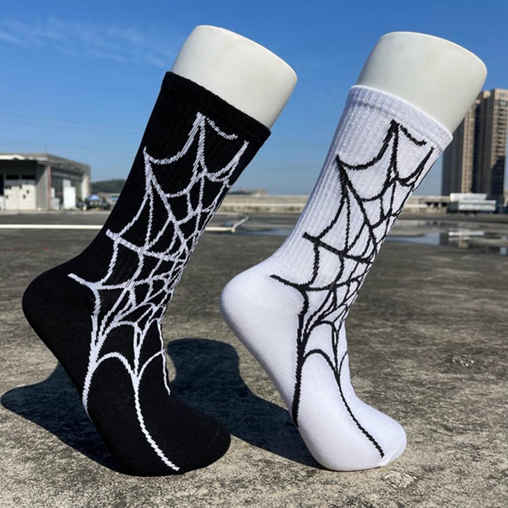 Șosete cu design cu craniu de Halloween Păianjen de Halloween Șosete sportive cu imprimeu cu schelet, elasticitate ridicată, anti-alunecare, unisex, lungi pentru baschet