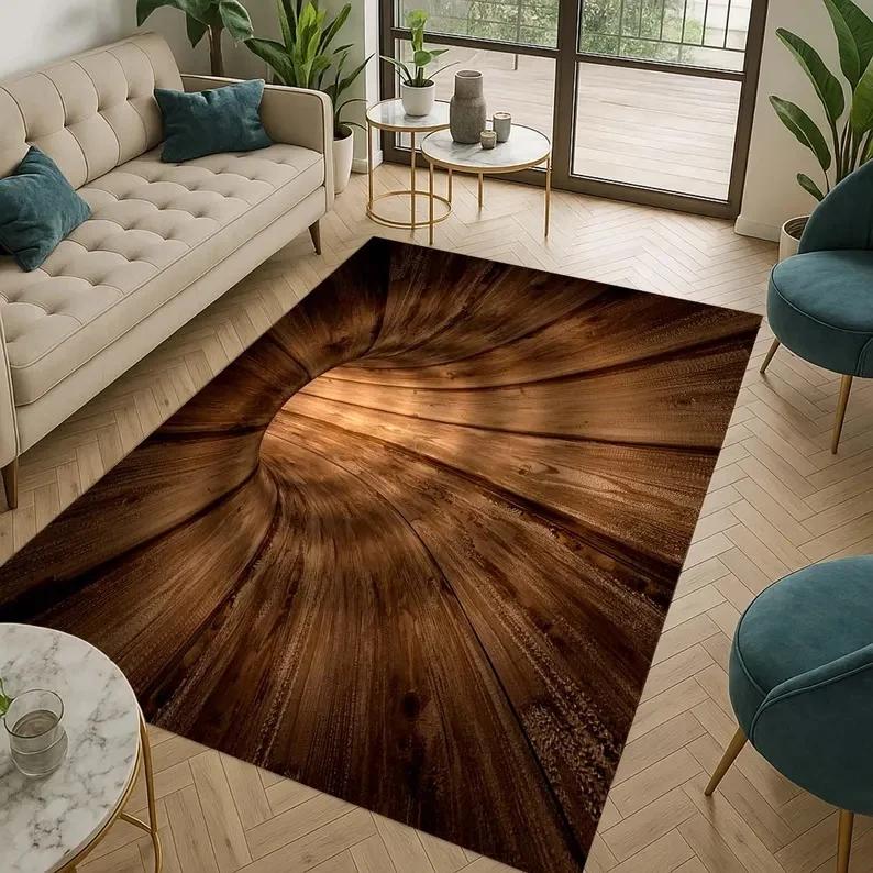 Hochwertiger 3D Optische Illusion Endloser Abgrund Teppich Maschinenwaschbar Rutschfest Fußmatte für Badezimmer Schlafzimmer Camping Yoga