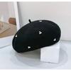 25 early autumn new silver silk rhinestone beret hat wool elegant knitted hat tide