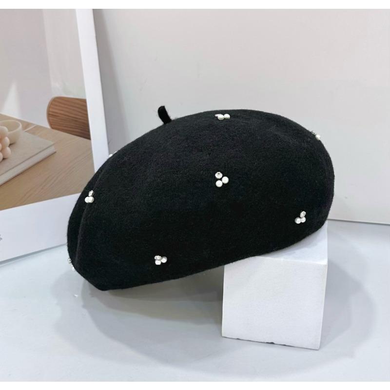 25 early autumn new silver silk rhinestone beret hat wool elegant knitted hat tide