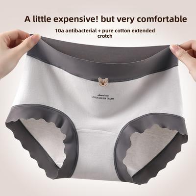 Damen Frühling und Herbst Neu Kätzchen Schrubbhaar 10A Antibakteriell Verlängert Mittelhoch Geschnittene Slips
