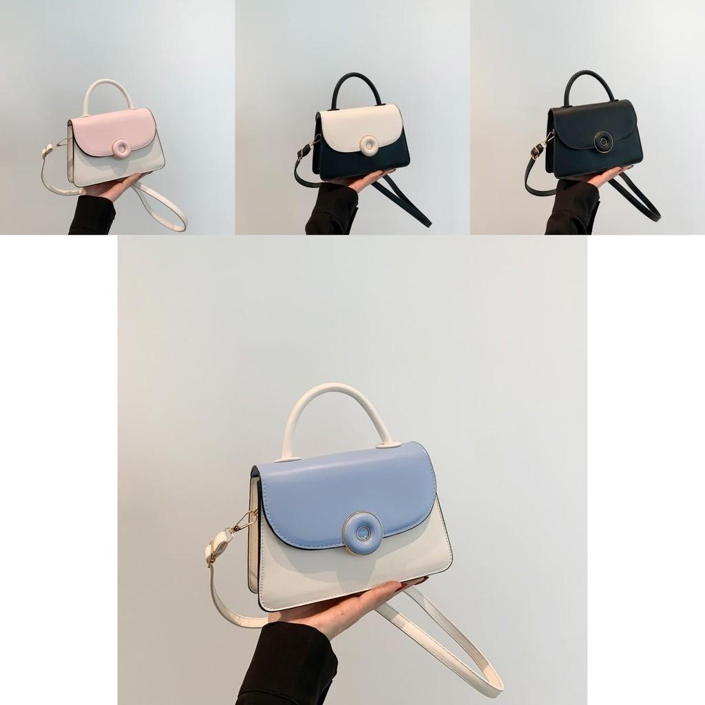 Trendy Street Style Small Square Shoulder Bag For Women 2024 Pure Color Pu Leather