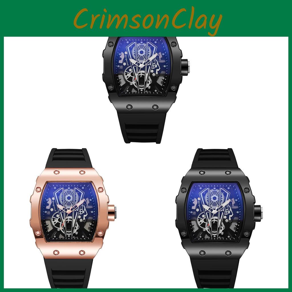 Hohle Richard Weinfassform Quarz Uhr Für Männer Business Kalender Silikonarmband