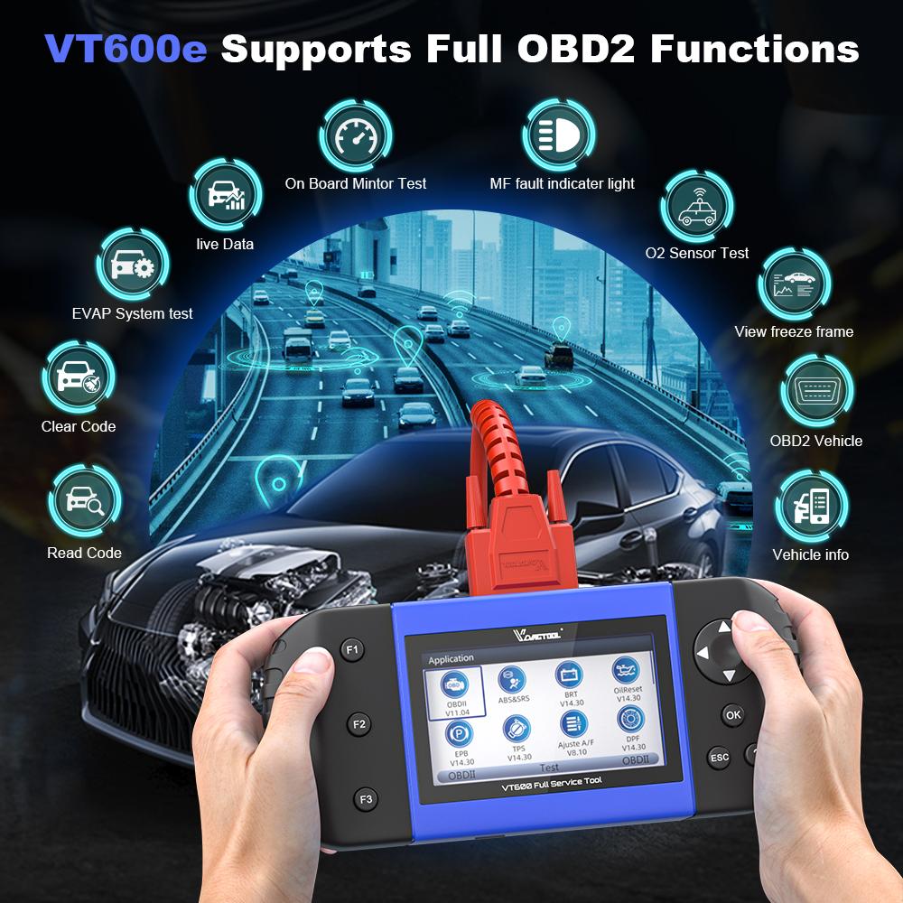 VDIAGTOOL VT600 Elite Car Diagnostic Scanner Engine ABS SRS EPB Oil Service Reset VT600e Auto Scan Tools 19 Lifetime Free Update