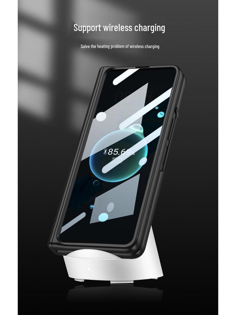 Samsung Z Fold5 Leather Case: Magnetic Hinge, Full Coverage, Stand, Cross-Border Protection