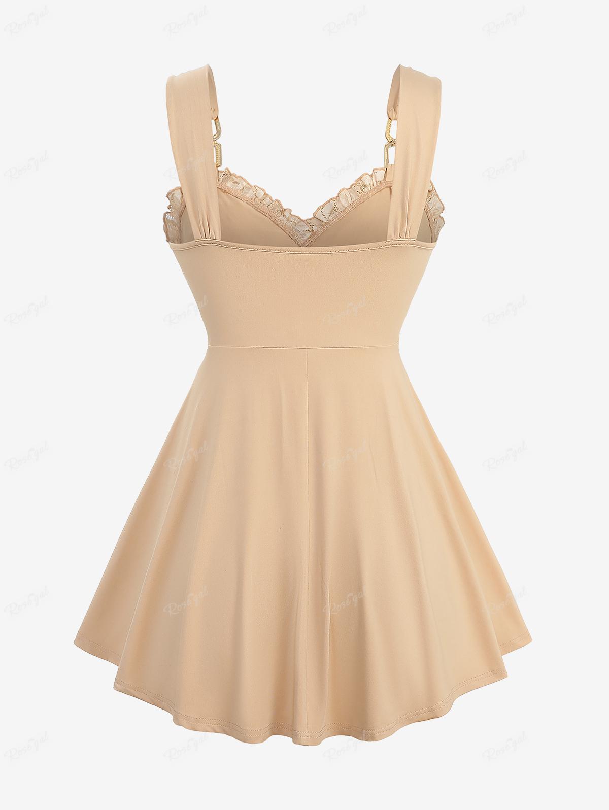 Rosegal Большие размеры Многослойный топ на бретельках с открытой спиной и кружевом — фото 2