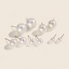 French Minimalist Faux Pearl Stud Earrings, Stainless Steel 18K Gold-Plated for Women