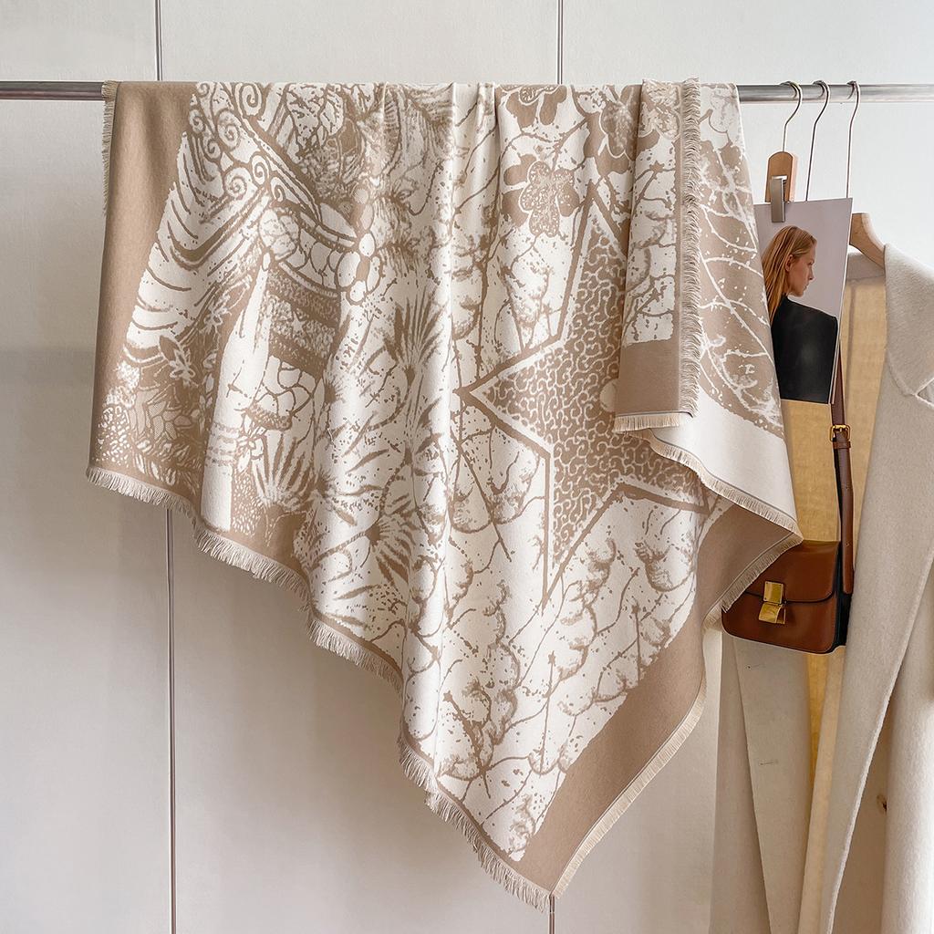 Imitation Cashmere Scarf Women'S Air Conditioner Shawl British Style Square Scarf Long Scarf Short Beard Scarf