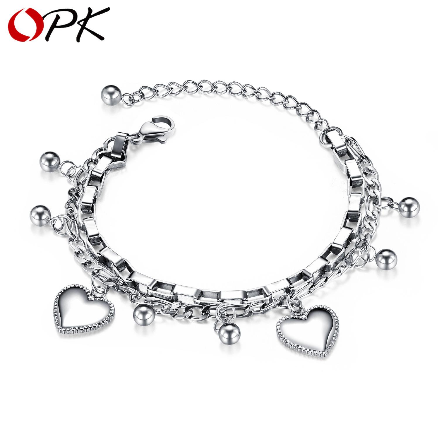 

OPK Модный многослойный браслет из нержавеющей стали Женский женский браслет