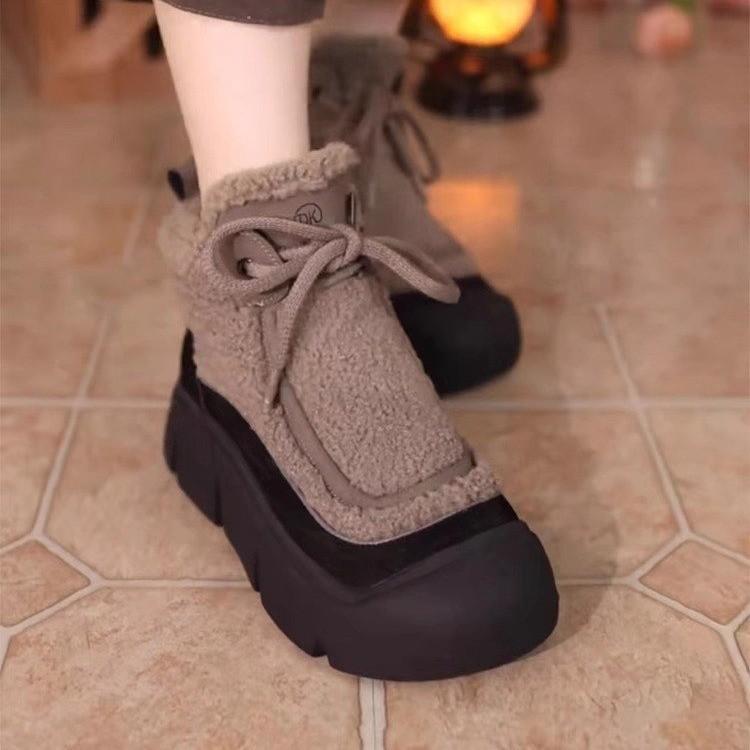 Martensky platformové sněhule dámské 2024 zima nové sametové teplé boty s vysokým svrškem všestranné ležérní bavlněné boty pro matky