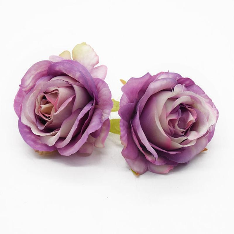 50Pcs Artificial Flowers Silk Roses Heads Home Wedding Decorations Valentine's Day Garland Palnts Wall Festival Diy Supplies Box