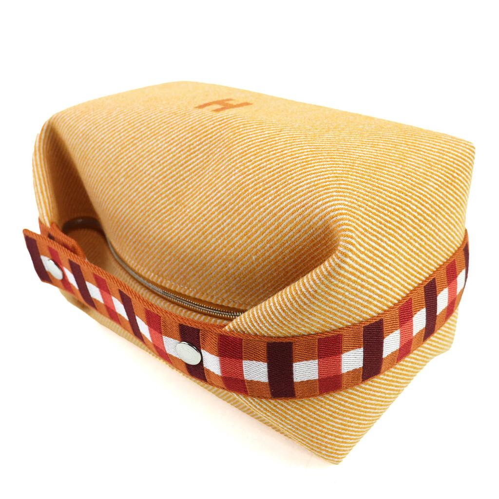 Pristine HERMES Handbag BRIDE A BLACK GM OC Serie Button H Logo Pouch Orange Used