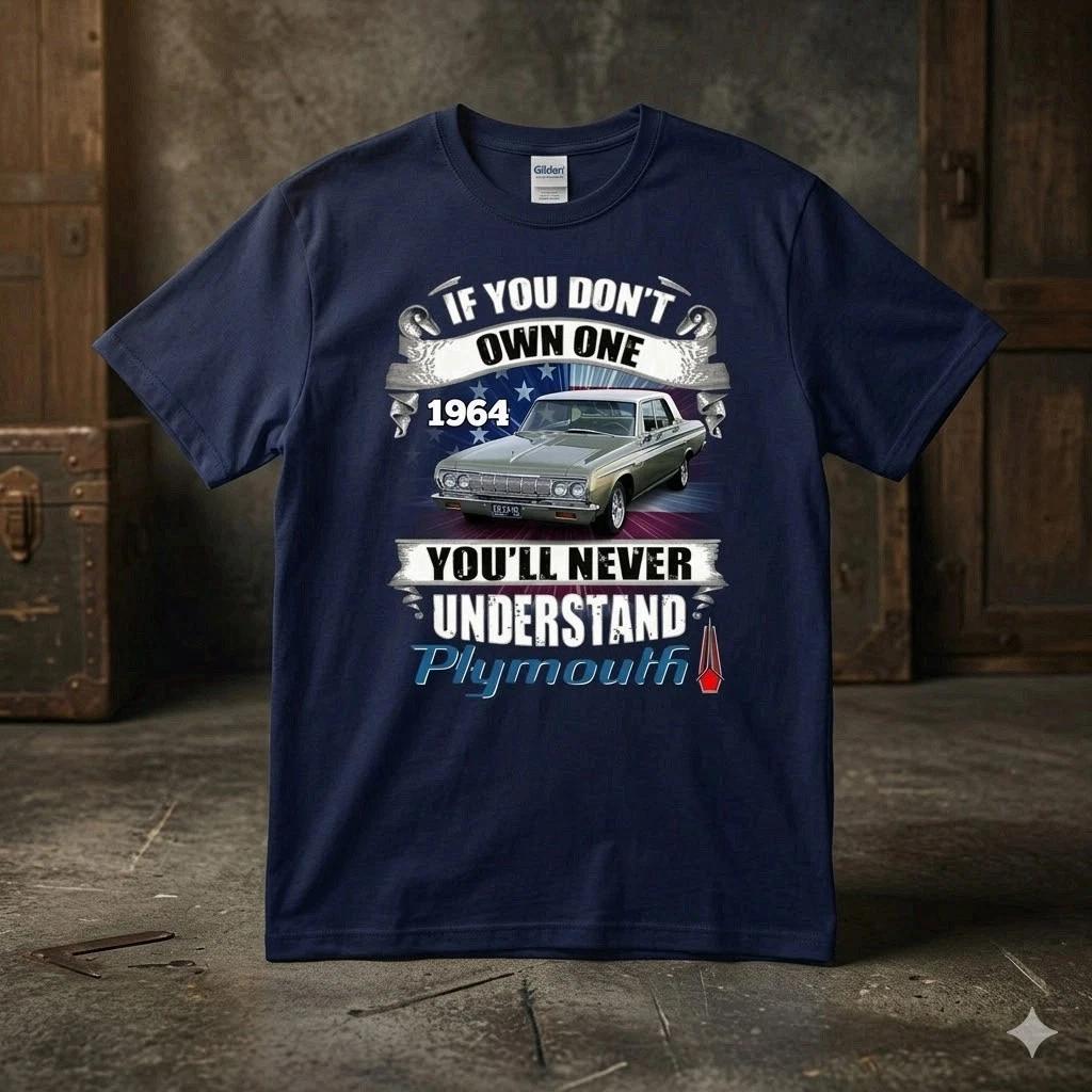 Plymouth Vintage Auto T-Shirt 1965 Classic Car Graphic Tee XXXXL