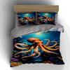 Octopus underwater scene. Bedding Duvet cover sets Duvet covers Pillowcases gifts (1 * Duvet Cover 2 * Pillowcases, without duvet insert)
