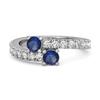 Blue Sapphire Bypass Ring - 925  Sterling Silver